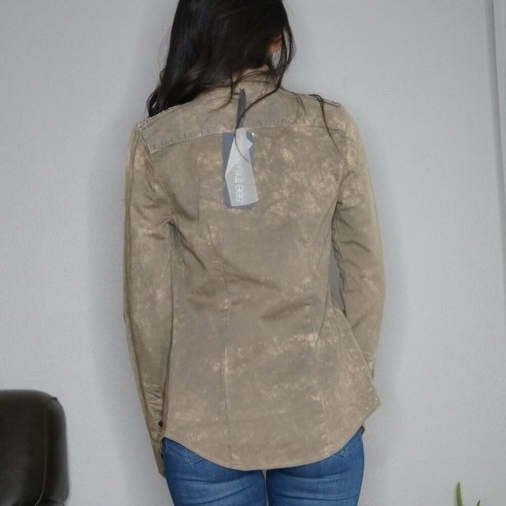 See Thru Soul Snap Button Down Shirt Tie Die Long Sleeve Light Jacket - Picture 4 of 9